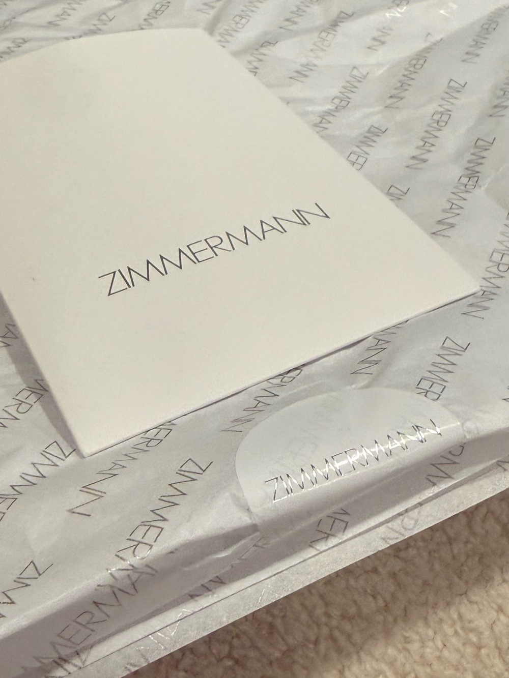 Zimmermann Tissue Paper with Silver Logo and Dust Bag